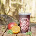 Plastic Tumbler with Straw